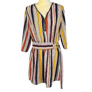 J for Justify Women's Dress Multicolor Size XLarge 3/4‎ Roll Tab Sleeve Striped